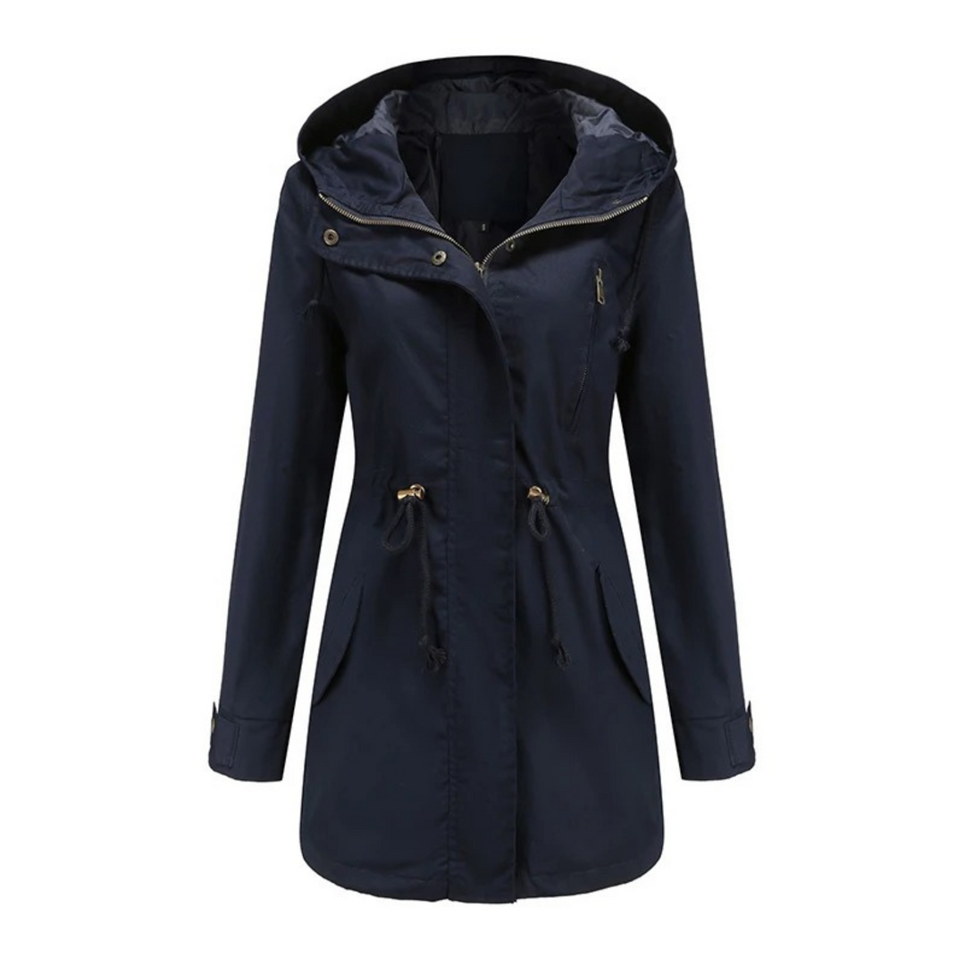 Coupe-vent femme stylé avec capuche, veste légère pour un look décontracté de printemps ou d'automne.