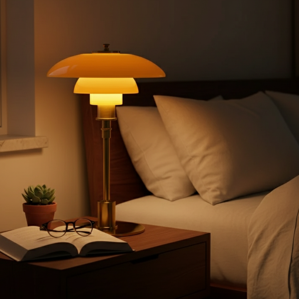Lampe scandinave LED, éclairage de bureau minimaliste, ambiance moderne pour le travail.