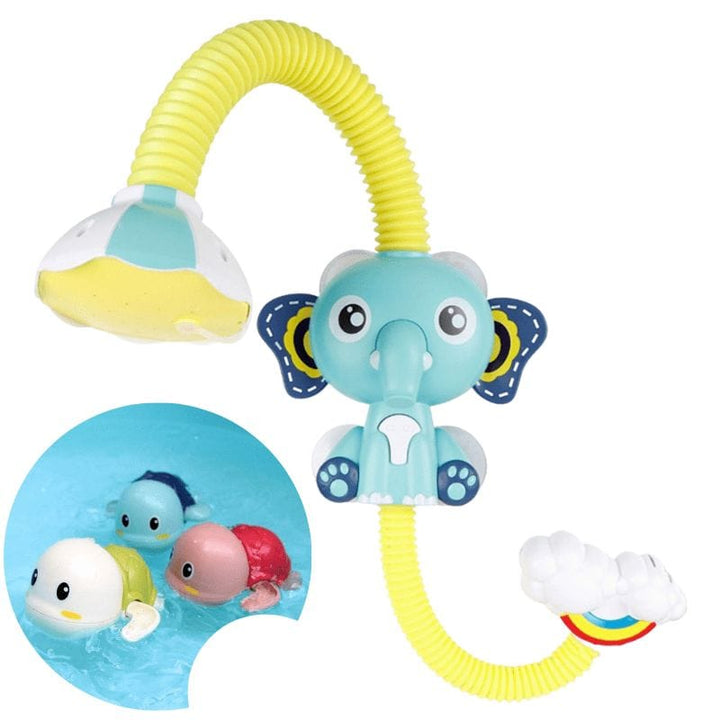 Douchette de bain éléphant grise et joyeuse pour bébé, jouet d'eau portable et amusant pour la douche des enfants.