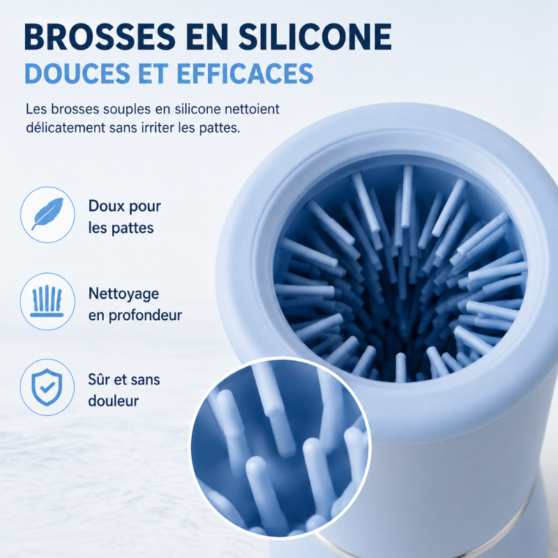 Gardez votre maison propre avec ce nettoyeur de pattes automatique PawPure, soin essentiel pour chien.