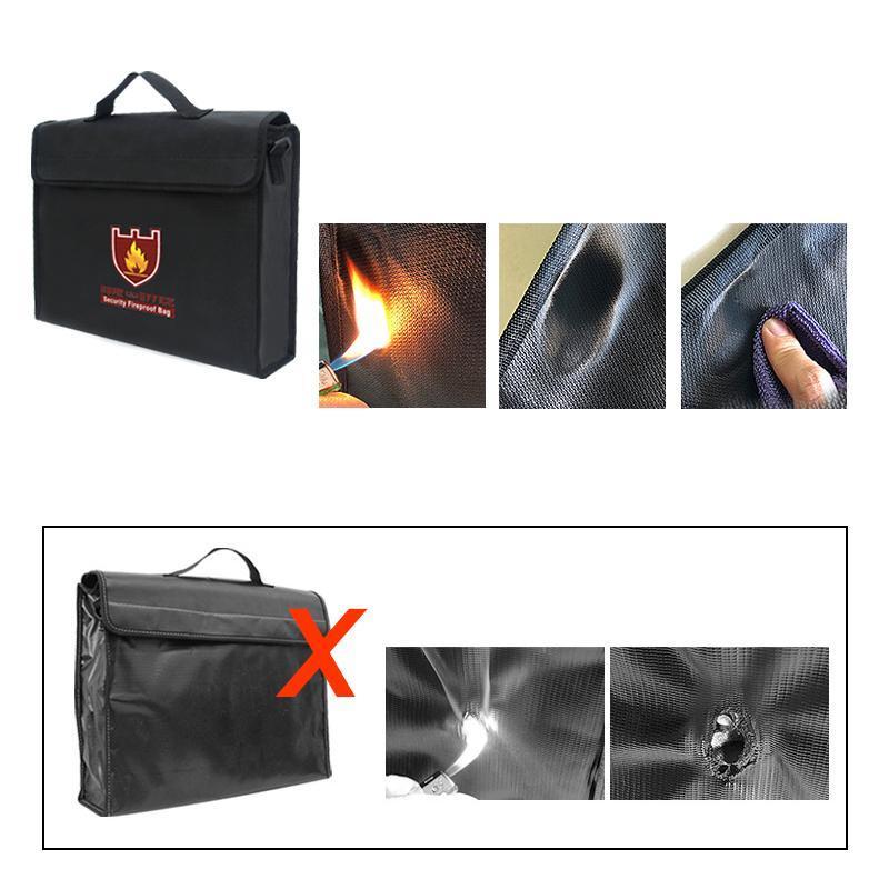Grand sac ignifuge et étanche avec fermeture éclair pour documents A4, sécurisant vos valeurs.