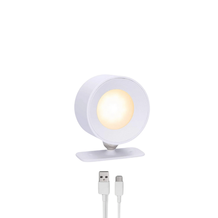 Applique murale LED sans fil, dimmable, rotative et rechargeable. Éclairage intérieur moderne, design et fonctionnel.