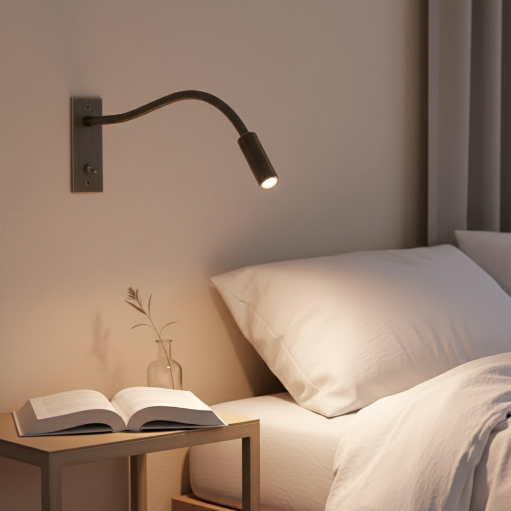 Applique LED moderne et réglable, éclairage de lecture confortable et design.