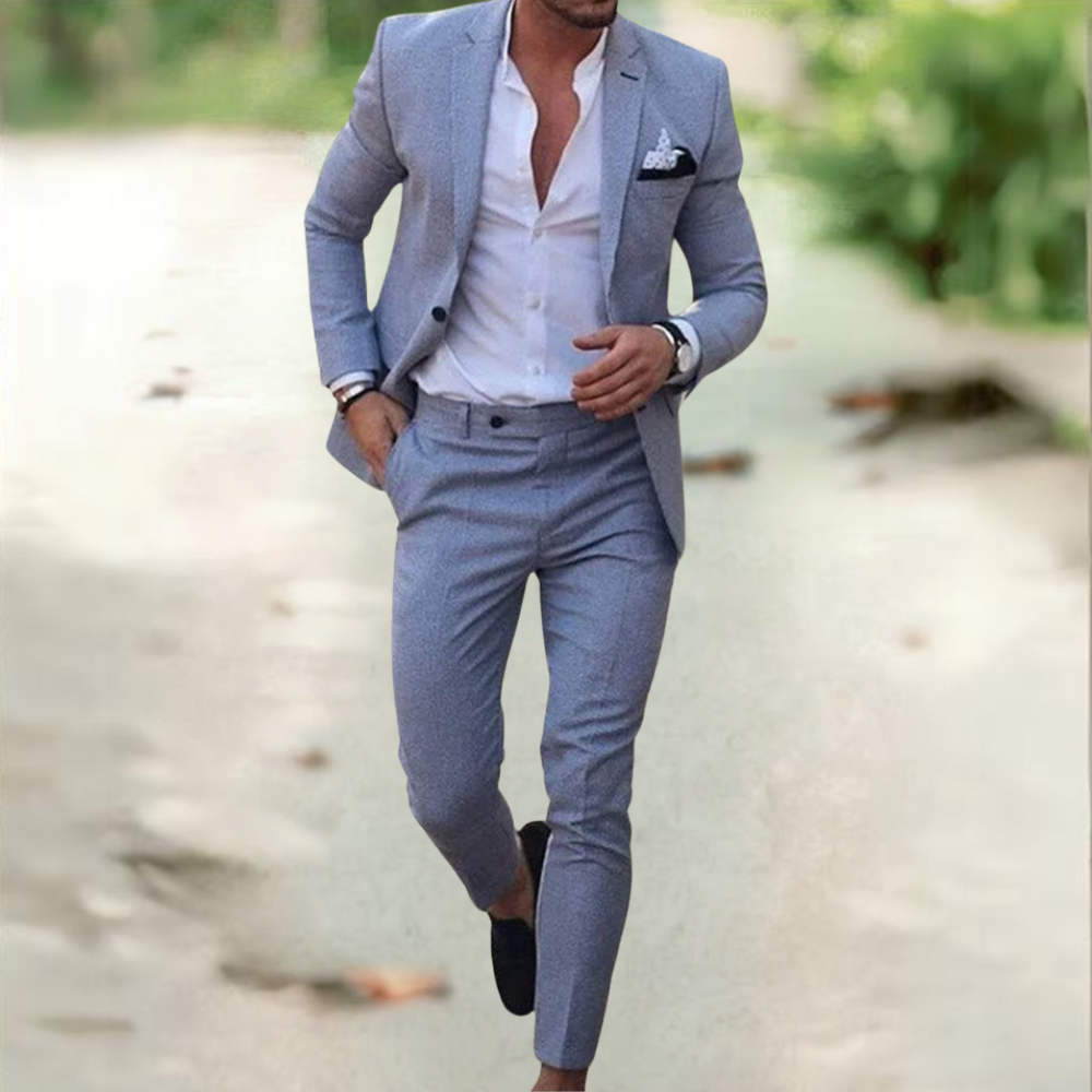 Tissu de costume homme slim fit, qualité supérieure. Tenue formelle professionnelle, coupe ajustée, idéal pour affaires.