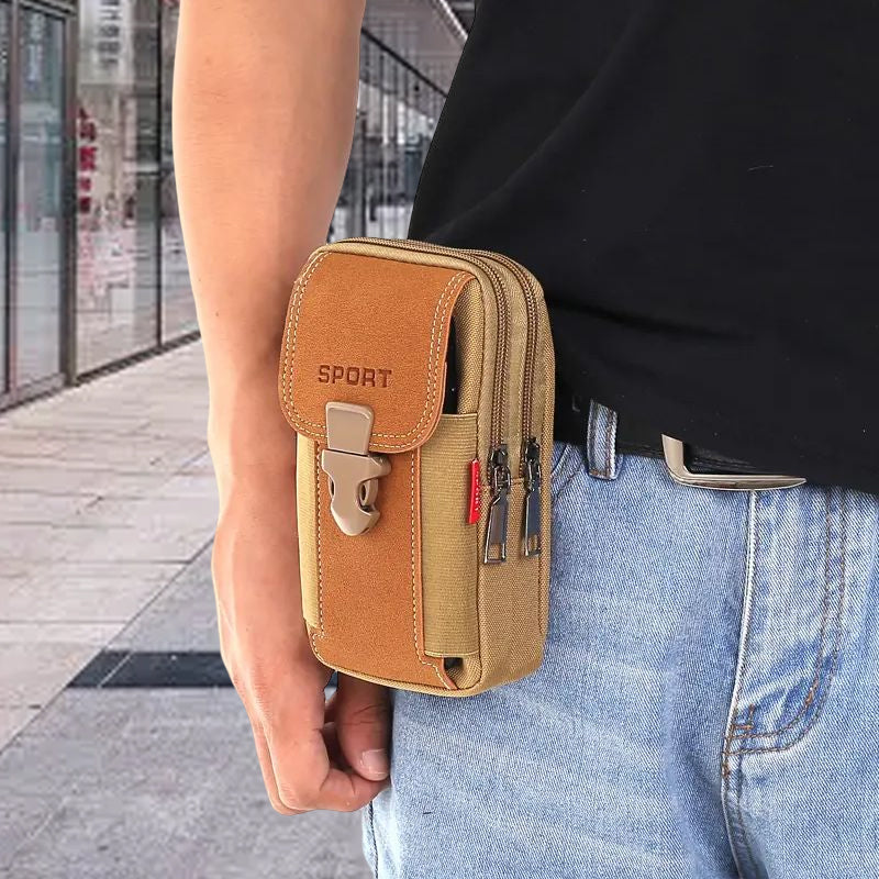 Sacoche homme FlexiPouch, solution de rangement invisible pour téléphone, clés et argent.