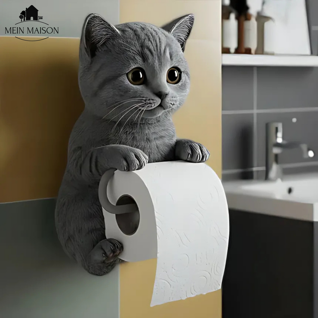 Idée cadeau originale: porte-rouleau toilette chat noir, adorable décoration murale pour fans de félins.