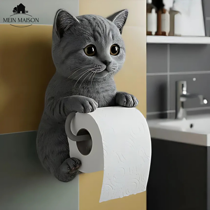Idée cadeau originale: porte-rouleau toilette chat noir, adorable décoration murale pour fans de félins.