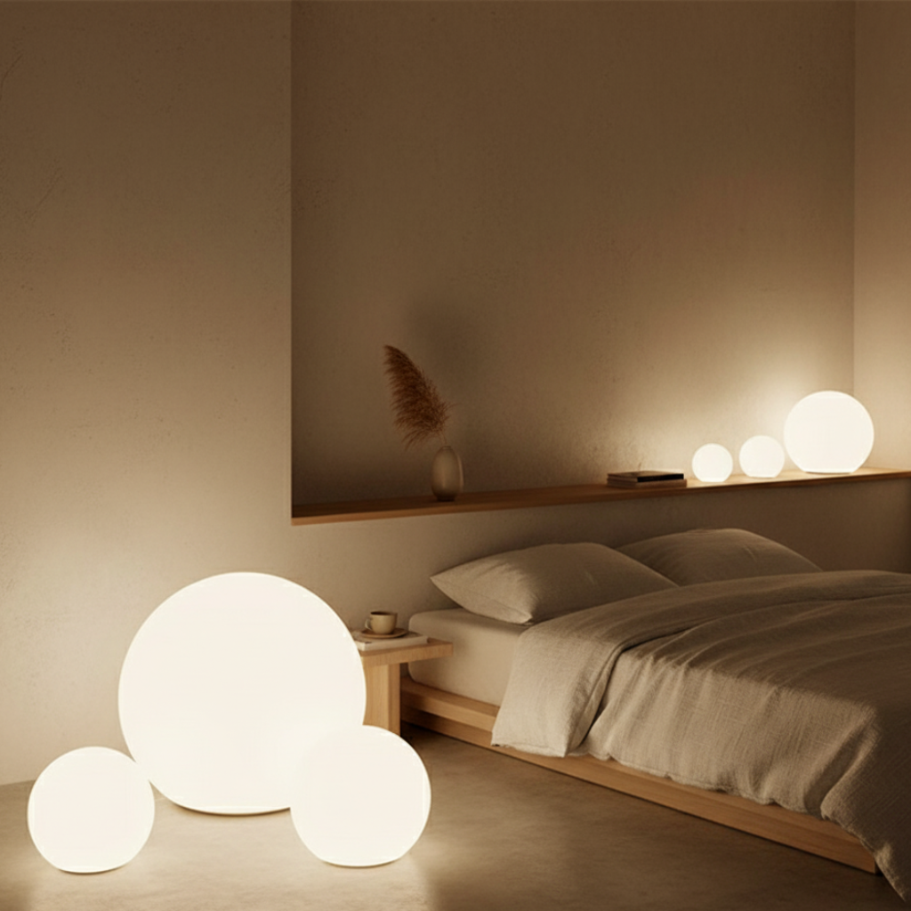 Lampe sphère LED RGB extérieure, résistante aux chocs et à l'eau, éclairage de jardin solaire efficace.