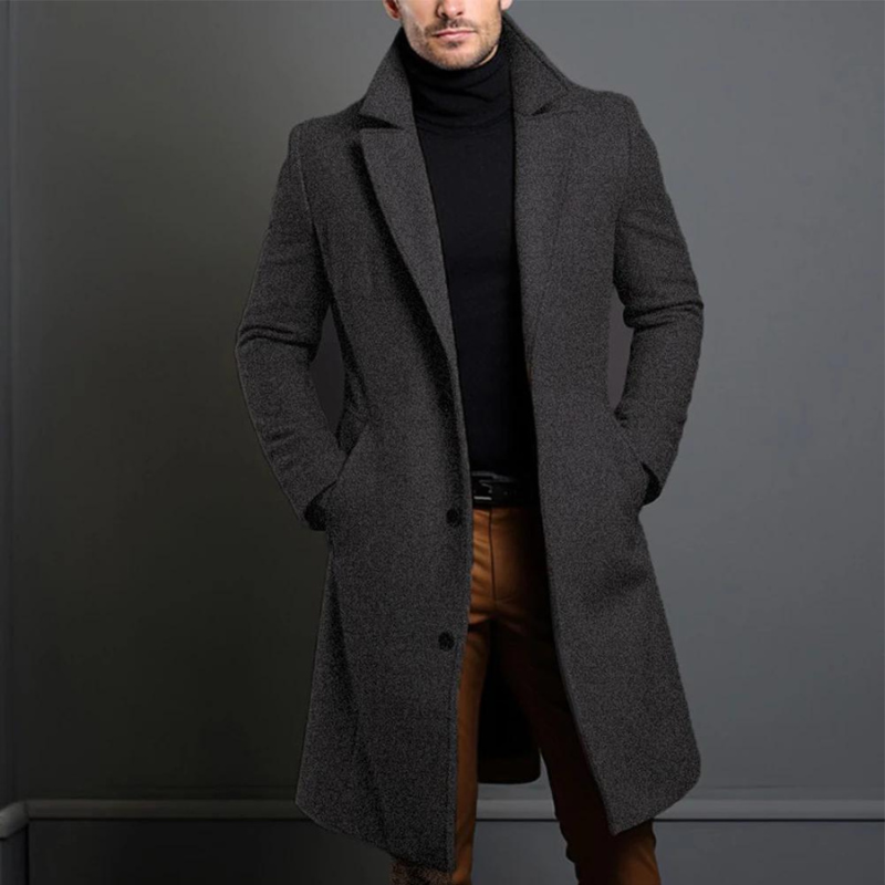 Manteau d'hiver homme, tissu épais et durable, coupe classique élégante, veste polyvalente pour un look sophistiqué.
