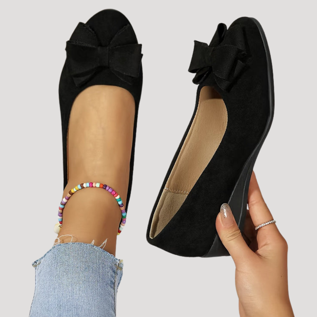 Ballerines compensées femme en matière douce, nœud chic, chaussures quotidiennes confortables.