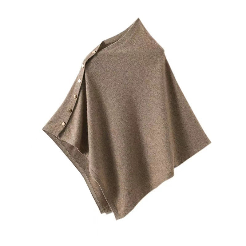 Poncho élégant femme, écharpe chic boutonnée. Mode polyvalente pour toutes saisons. Vêtement couvre-épaule stylé.