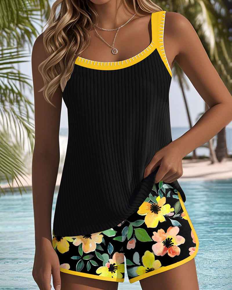 Tankini 2 pièces femme, style estival et confort optimal pour la piscine.