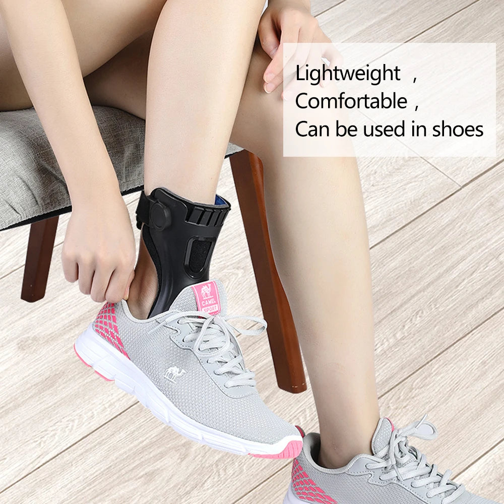 Support léger et respirant pour pied tombant. Offre un confort orthopédique et un soutien cheville durable.