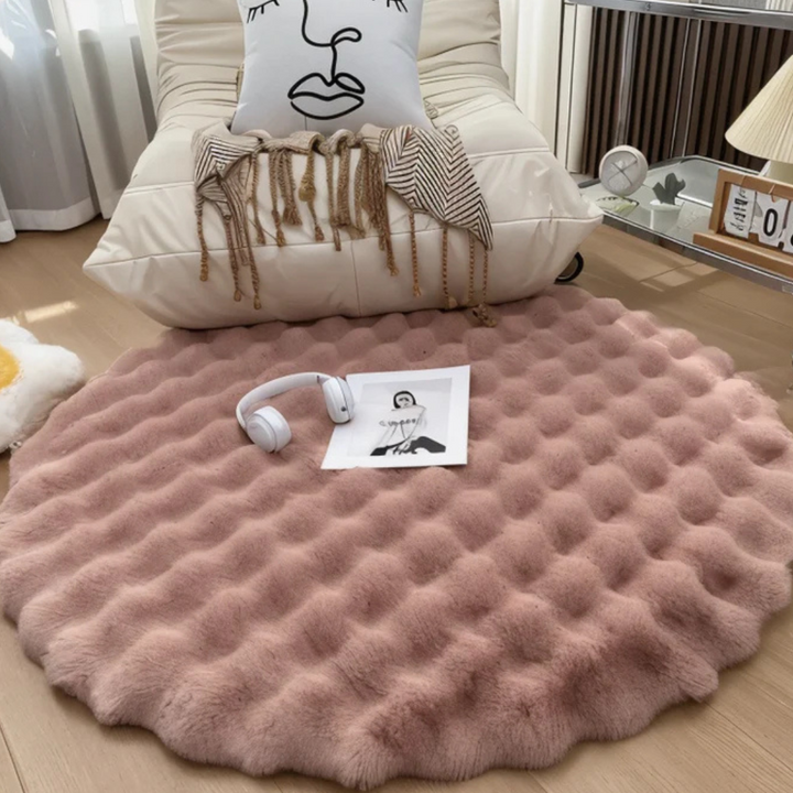 Tapis rond 80cm en polaire, doux et résistant, facile d'entretien pour toute la maison.