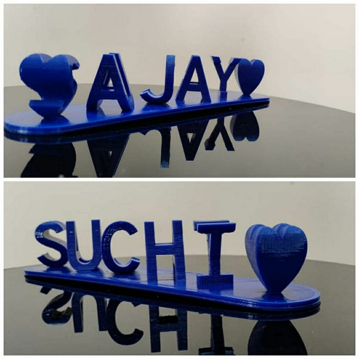 Plaque personnalisée noms fusionnés, symbole d'amour ou d'amitié éternelle. Cadeau unique et éco-responsable.