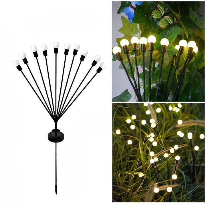 Lampes solaires LED lucioles étanches pour jardin. Éclairage extérieur parfait pour fêtes, terrasse et balcon.