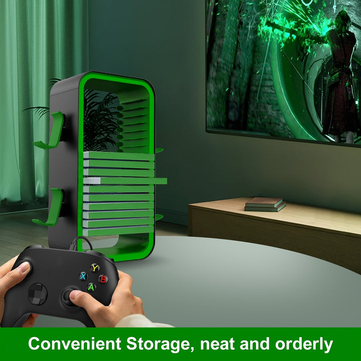 Présentoir gaming multifonctionnel : rangez vos disques de jeux et exposez vos manettes de console. Accessoire clé.