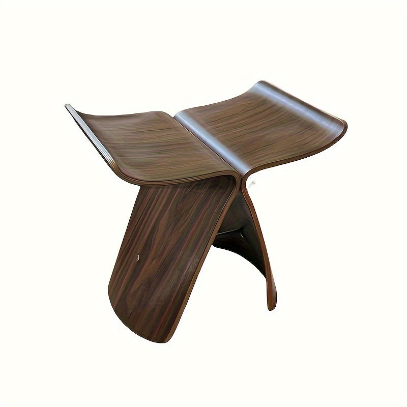Siège d'appoint design Papillon, en bois teinté noir, parfait pour salon ou chambre à coucher.