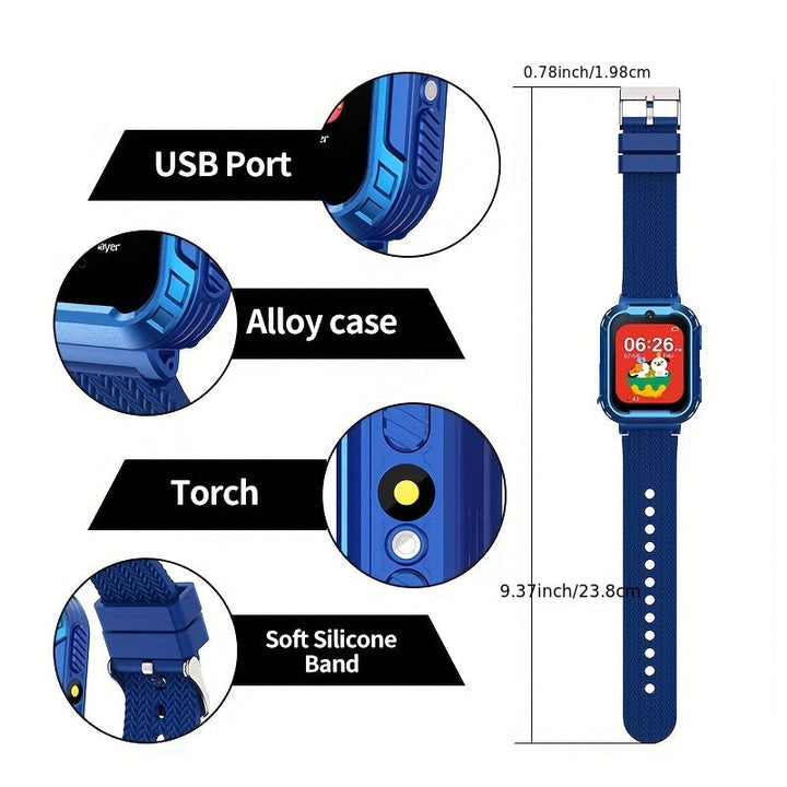 Gadget enfant : Montre intelligente rose avec podomètre, caméra et jeux, stimulateur d'apprentissage.