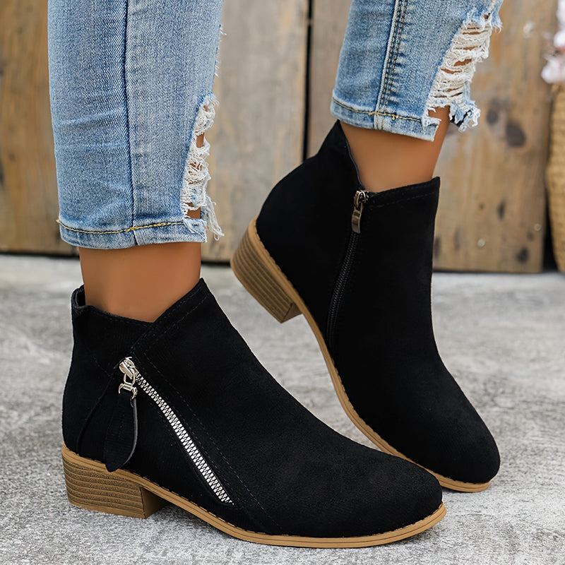 Bottines automne-hiver pour femmes, grand confort, fermeture éclair pratique.