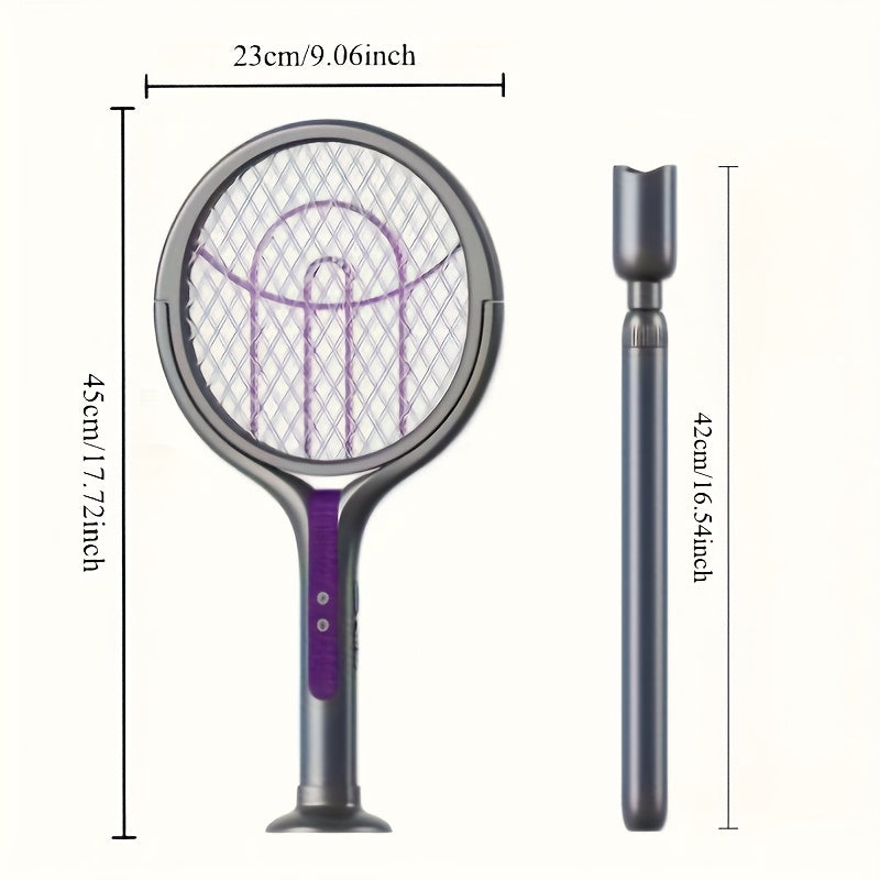 Zapper anti-moustique électrique puissant, élimine insectes volants. Pliable, télescopique, rechargeable.