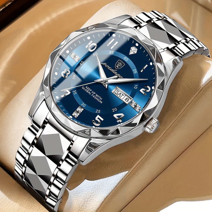 Horlogerie masculine : montre sport décontractée, bracelet alliage et cadran noir.