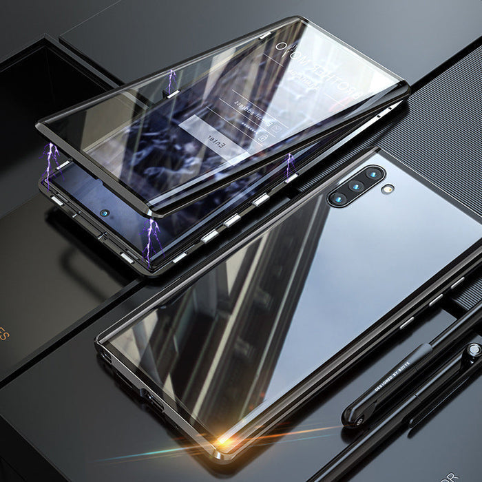 Design élégant: coque magnétique Fortiq en verre trempé pour Samsung, protection intégrale et installation facile.