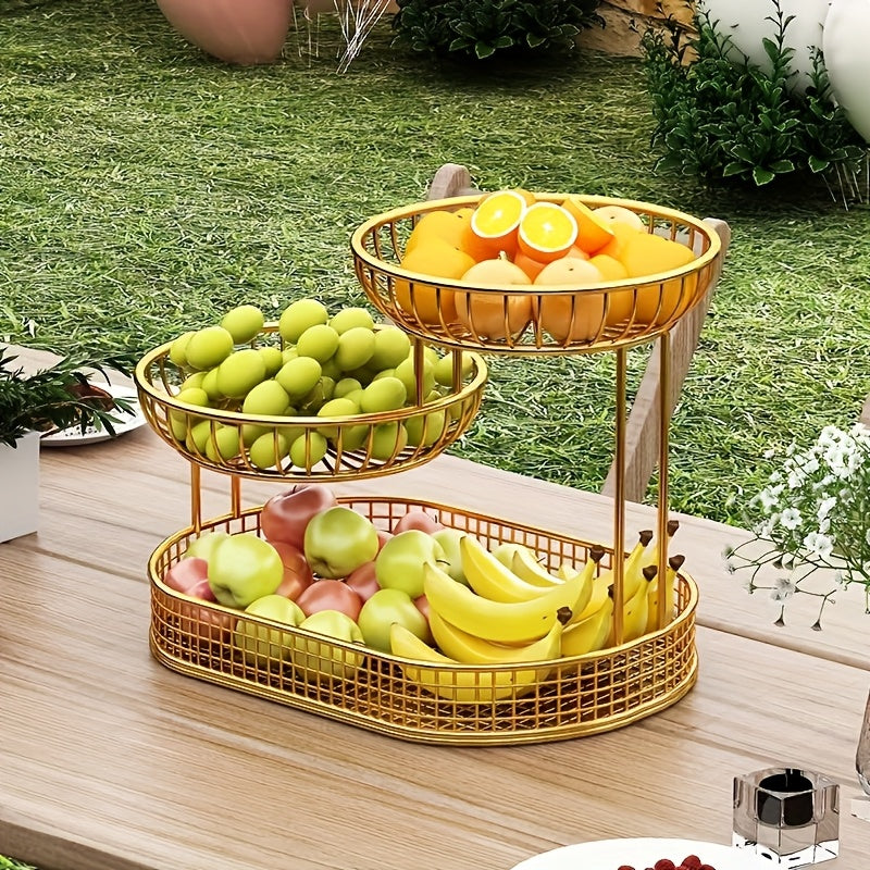 Support à fruits 3 niveaux pour organisation optimale de la cuisine, idéal pour fruits, légumes et collations.