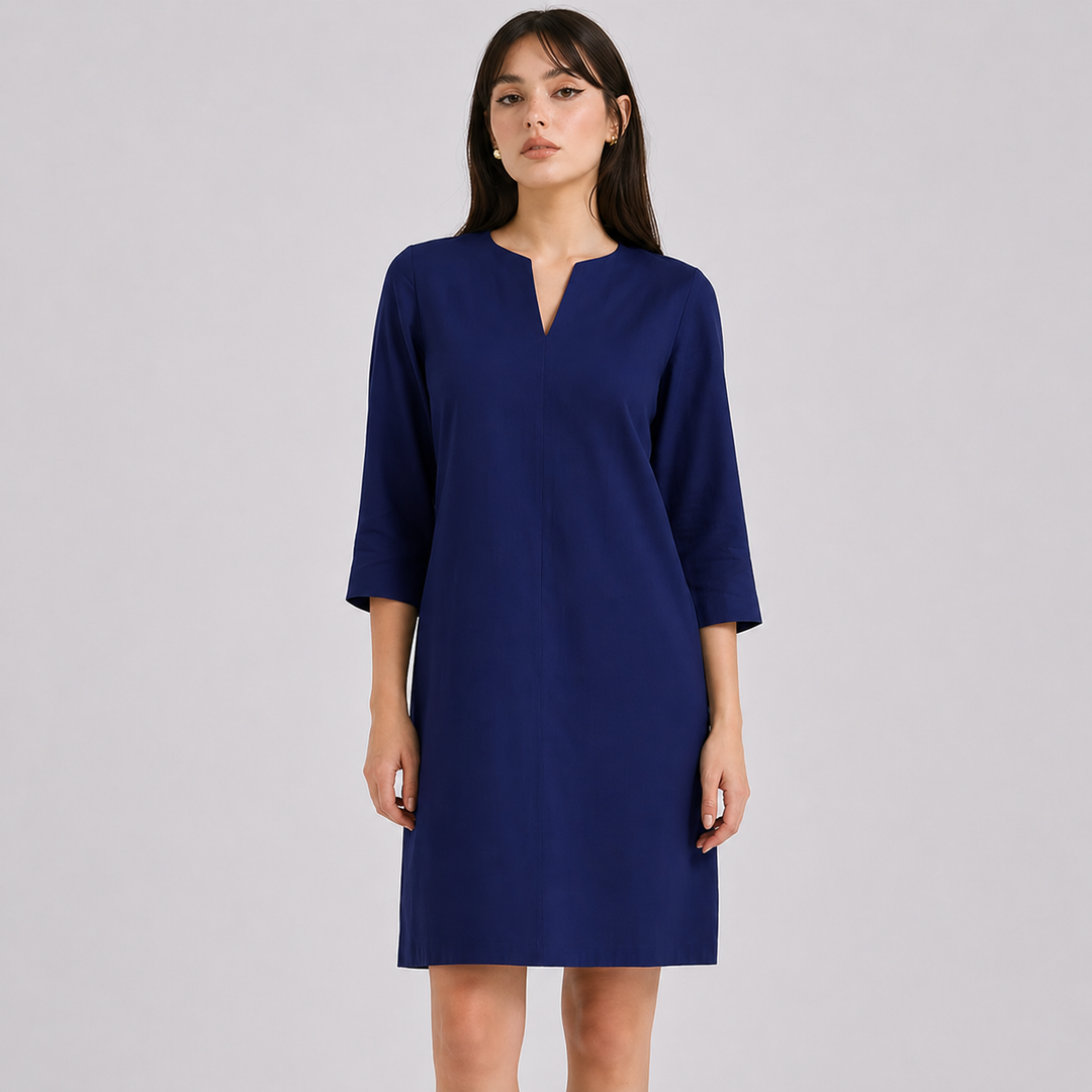 Élégante robe d'été Isabella pour femme, fluide, encolure V, mi-longue, style décontracté.