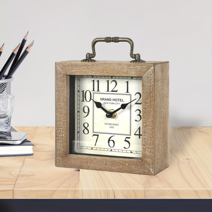 Horloge de cheminée en bois et verre, design élégant pour compléter votre décoration de salon ou bureau.