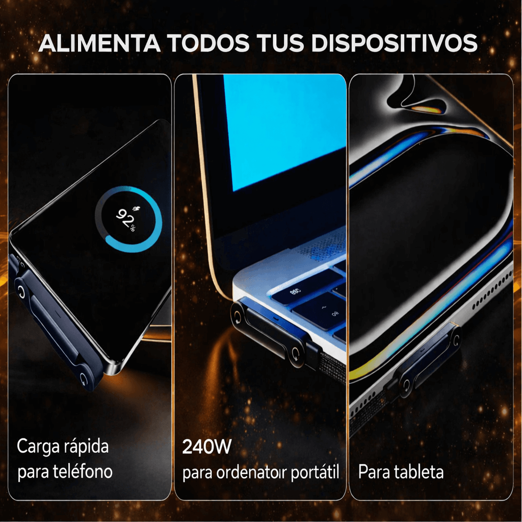 Cable de Carga Rápida USB-C 2-en-1 con Soporte Integrado para Móvil y Tablet