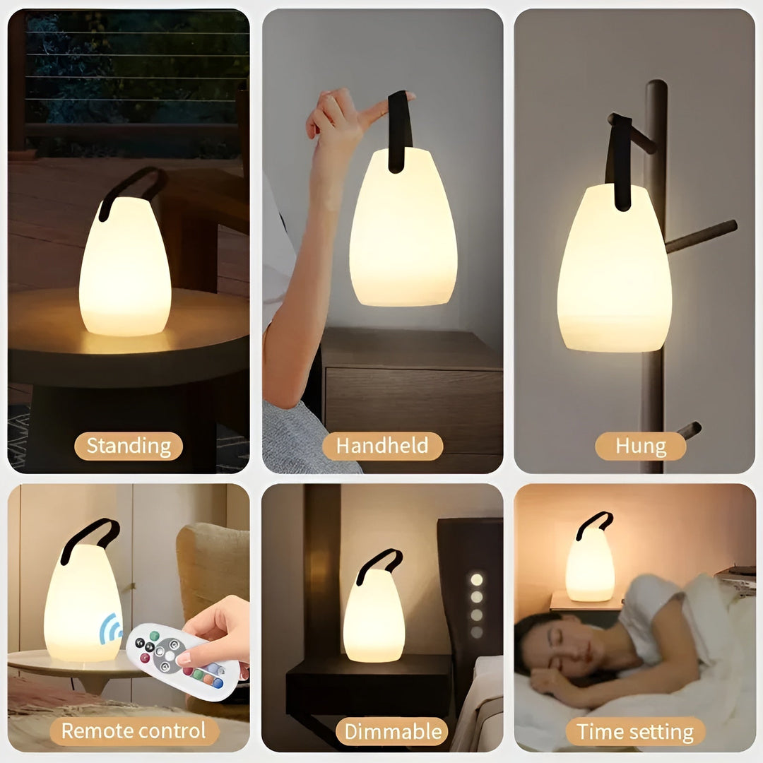 Luminaire LED sans fil et étanche, parfait pour une utilisation intérieure et extérieure.