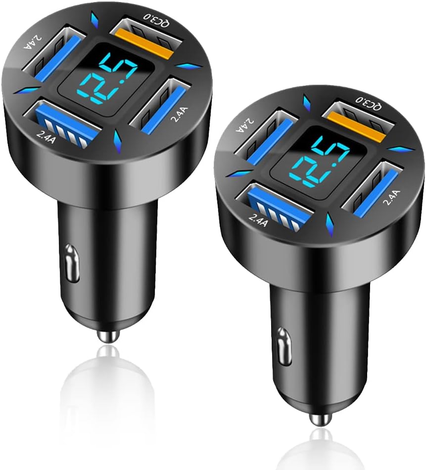 Chargeur voiture universel 66W PD/QC 3.0 pour charge ultra-rapide de téléphone et tablette.