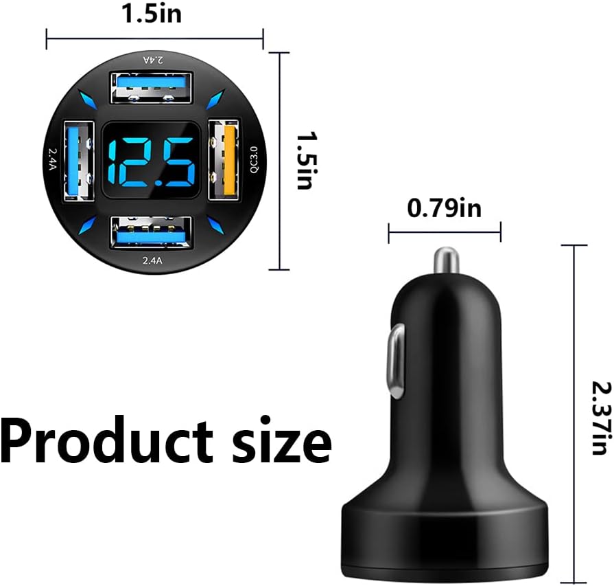 Adaptateur allume-cigare super charge 66W pour voiture, compatible USB PD et QC 3.0.