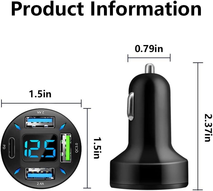 Chargeur voiture universel PD/QC 3.0 66W, l'accessoire indispensable pour votre auto.