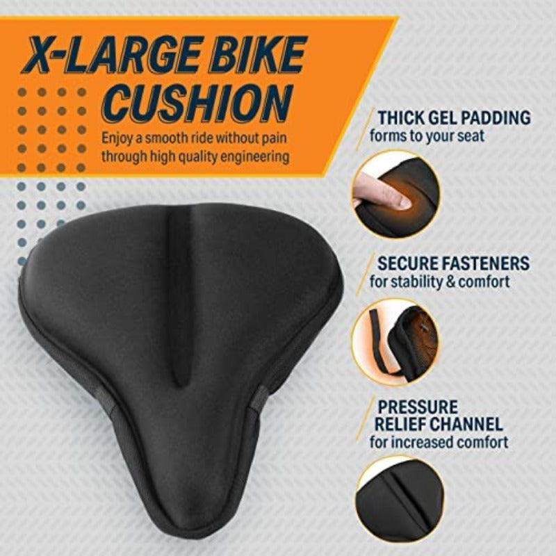 Selle de vélo gel imperméable et respirante, améliore le confort cyclisme, spinning. Accessoire anti-choc pour entraînement.