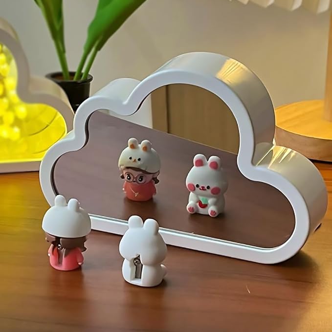 Lampe esthétique miroir infini avec tulipes LED, idéale pour décoration intérieure moderne.
