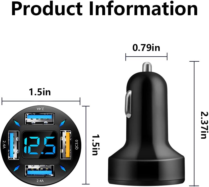 Électronique essentielle : chargeur téléphone/tablette 66W USB PD/QC 3.0 pour voiture.
