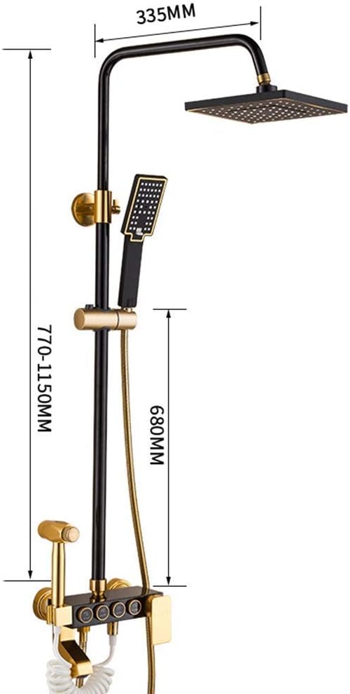 Robinetterie douche pluie en aluminium noir mat, design vintage mural pour rénovation salle de bain.
