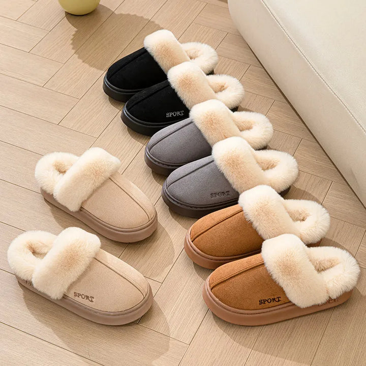 Pantoufles confortables et chaudes femme, idéales pour se détendre à la maison.