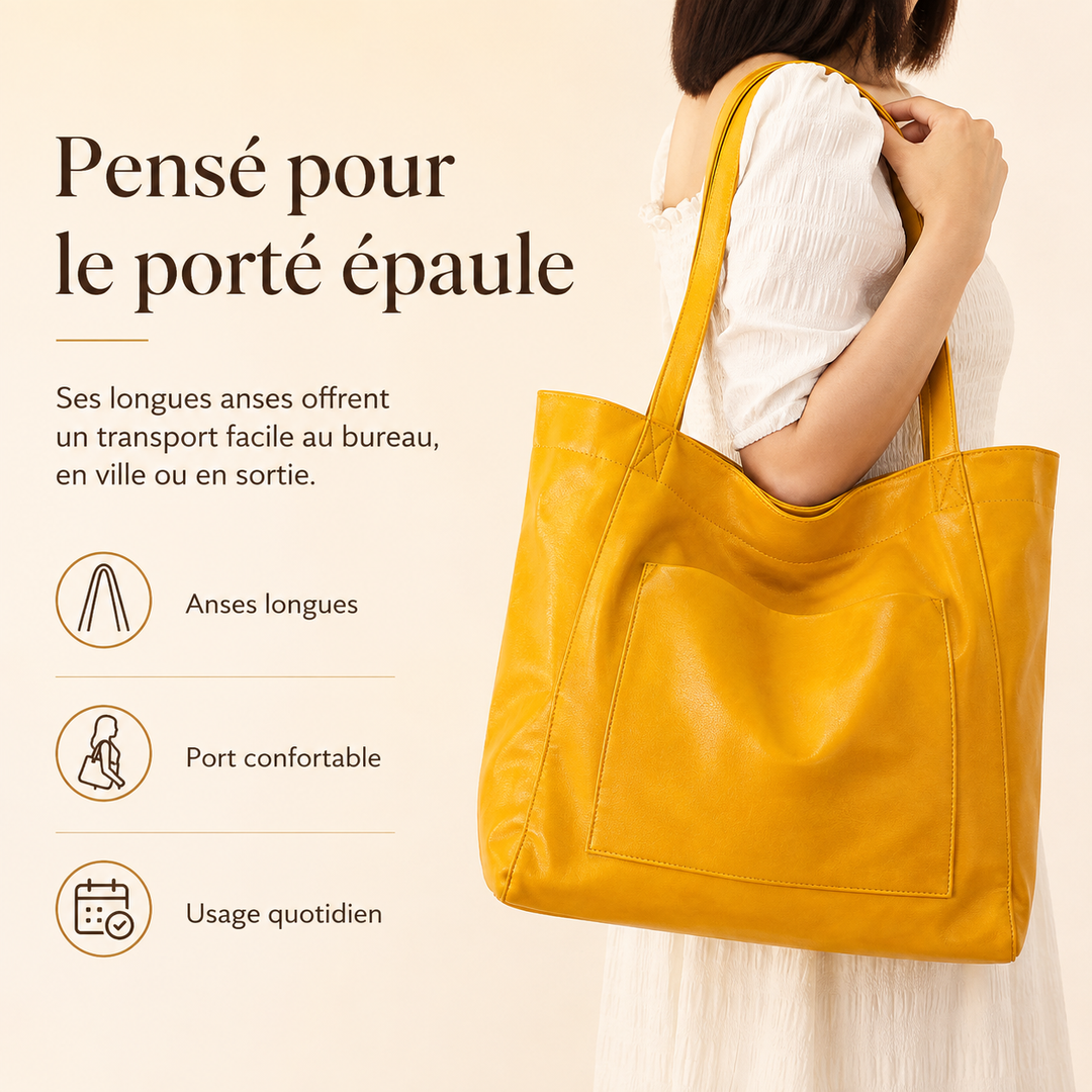Grand sac Elegancia vintage polyvalent pour femme, idéal ville, travail ou shopping.