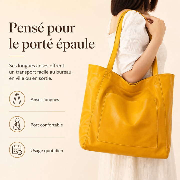 Grand sac Elegancia vintage polyvalent pour femme, idéal ville, travail ou shopping.