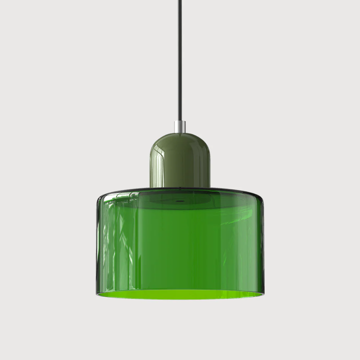 Lampe suspendue bicolore, design élégant et rétro, avec abat-jour en verre pour votre intérieur.