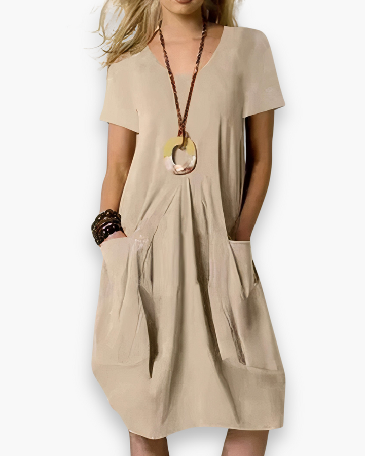 Robe femme ample midi, ultra confortable et chic, parfaite pour la saison printemps-été et toutes les occasions.