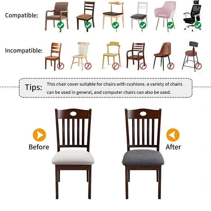 Facile à installer, cette housse de chaise jacquard extensible modernise votre ameublement. Intérieur élégant.