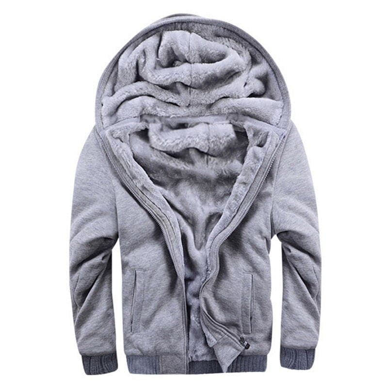 Herr Zip-Hoodie - Varm Fleece - Huva