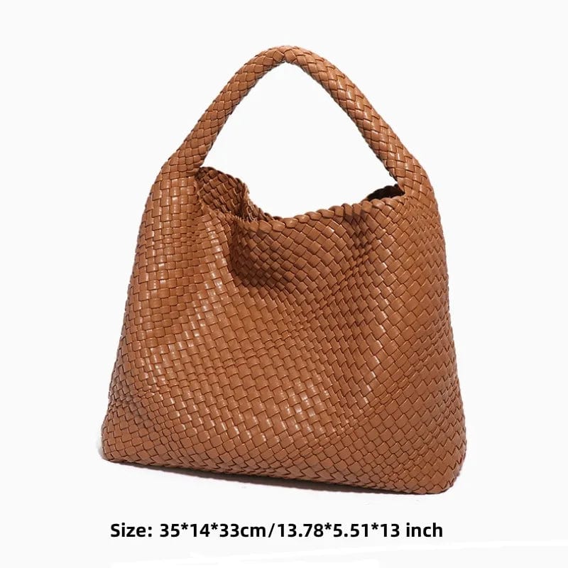 Sac fourre-tout femme tressé en cuir PU, design élégant et grand volume. Idéal pour un usage quotidien chic.