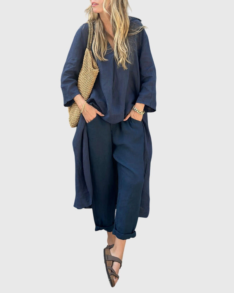Ensemble deux pièces chic pour femme, coupe moderne et élégante. Idéal pour un look tendance et polyvalent.