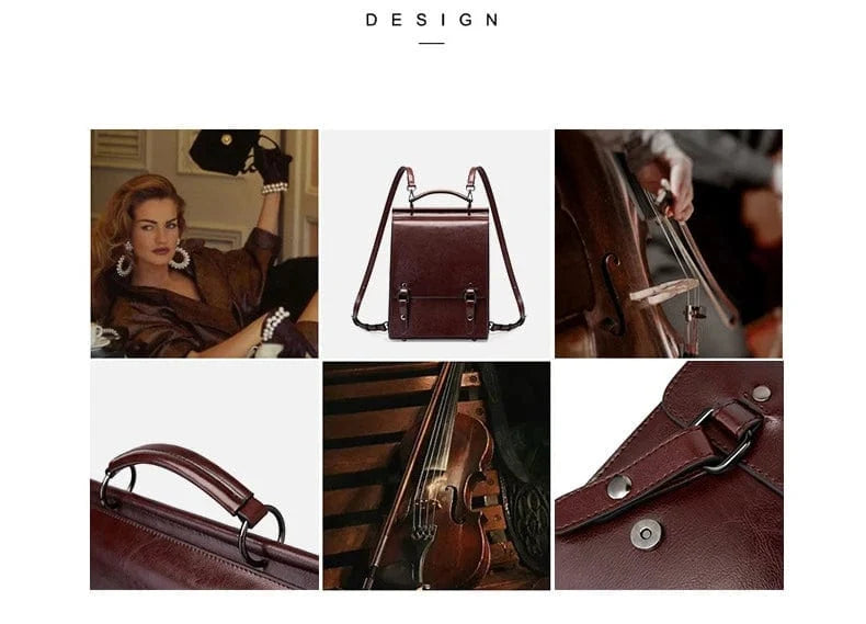 Sac à dos étudiant en cuir pour femme, résistant et élégant, idéal pour les cours universitaires.