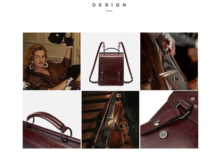 Sac à dos étudiant en cuir pour femme, résistant et élégant, idéal pour les cours universitaires.